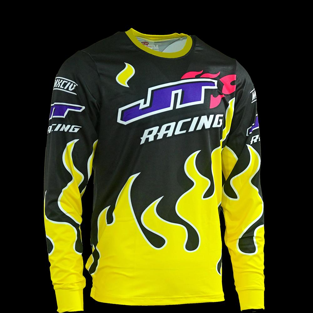 3D Print Colorful Graphic JT Racing Women's Jersey Fashion Cool Outdoor Motorcycle Riding Sports Long Sleeve T-Shirt Loose Crew Neck Top
