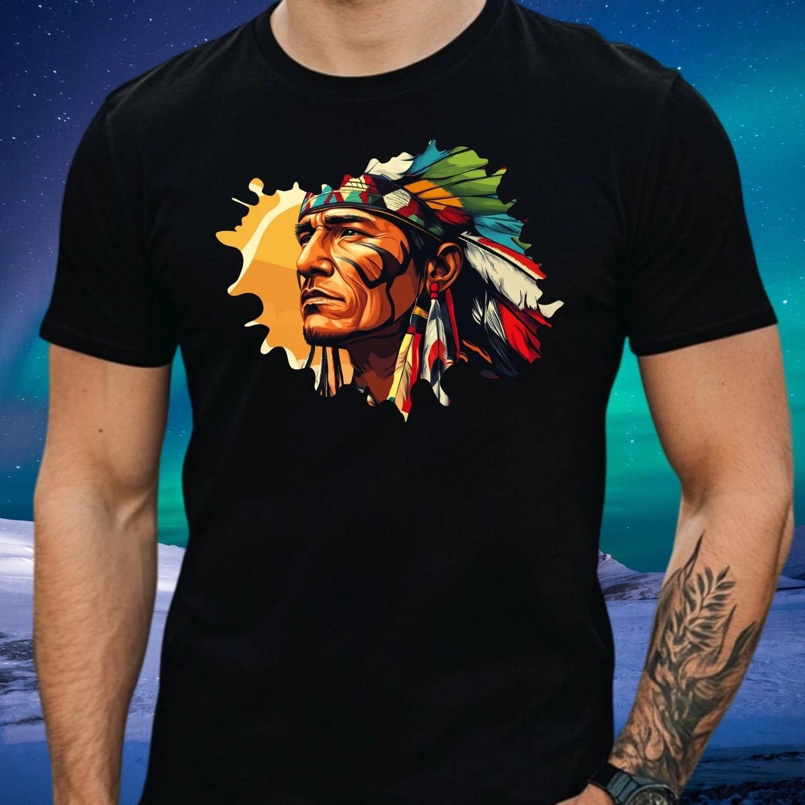 T-Shirt Herren Eingeborener Krieger Motiv Baumwolle Größe S bis 5XL XXXXL
