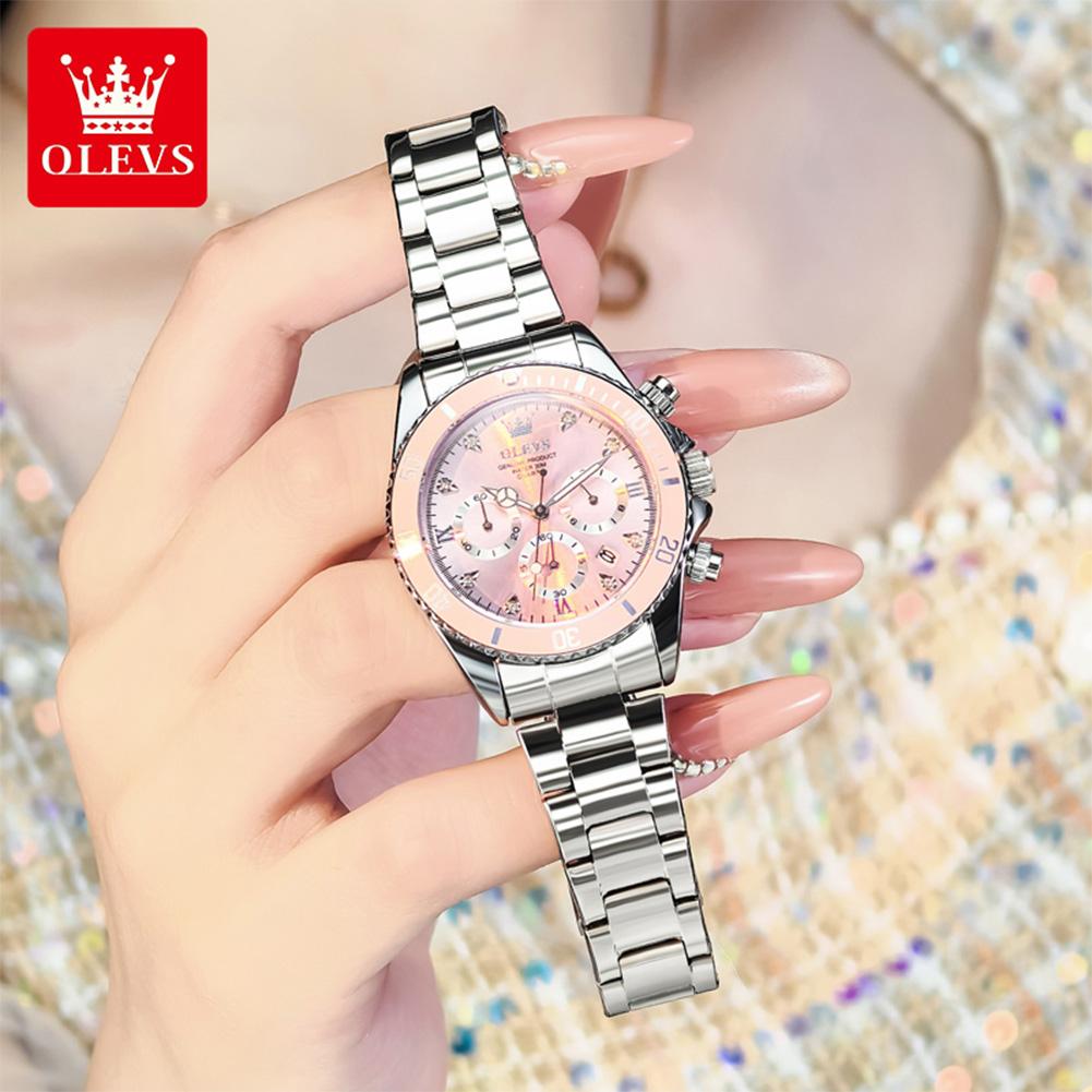 OLEVS Luxury Women Watch Original Quartz Watch Multi Functional HD Date Waterproof Luminous Chronograph Women Watch