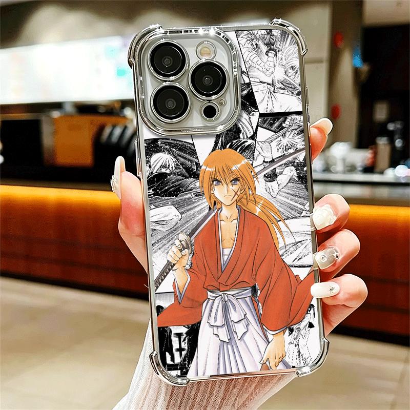 Rurouni Kenshin Anime Soft Phone Case For iPhone 15 16 17 Air 14 Pro Max 16E Plus 13 12 Mini Plating Anti-Fall Fundas