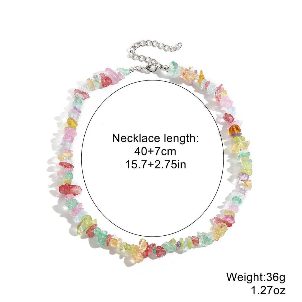 European & American Bohemian Colored Gravel Natural Stone Necklace for Women - Summer Jewelry