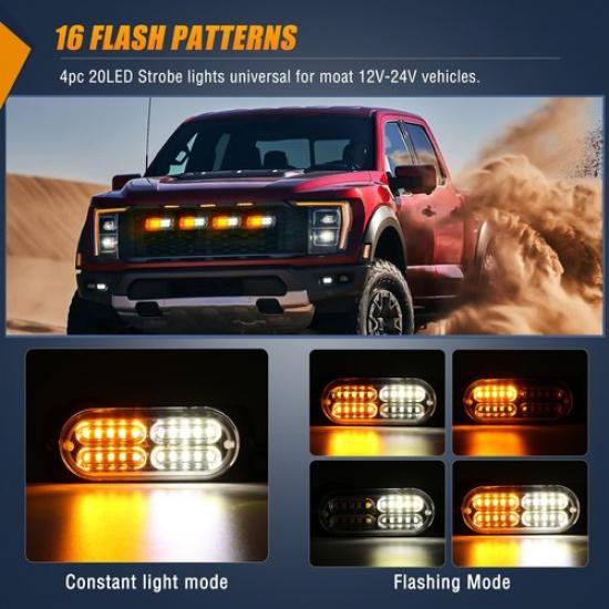 12V-24V  20LED Strobe Beacon Lights Truck Car Rooftop Emergency Hazard Warning