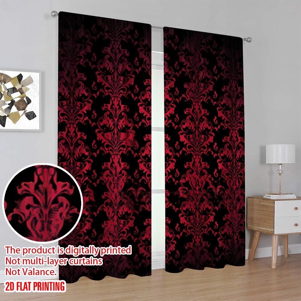 Flat Printing Drapes Swirls Floral Leaves Versatile Polyester Without Electricity Holiday Decorations Indoor Curtain Made Of