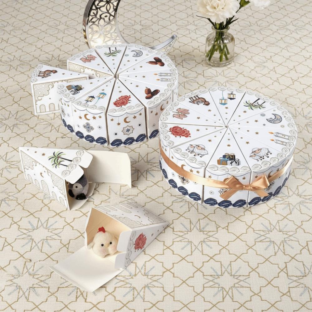 10 kusů/sáček Papírová dárková krabička ve tvaru dortu Střední východ Trojúhelníkové krabičky na balení dezertů Roztomilá krabička na dárky k ramadánu Párty