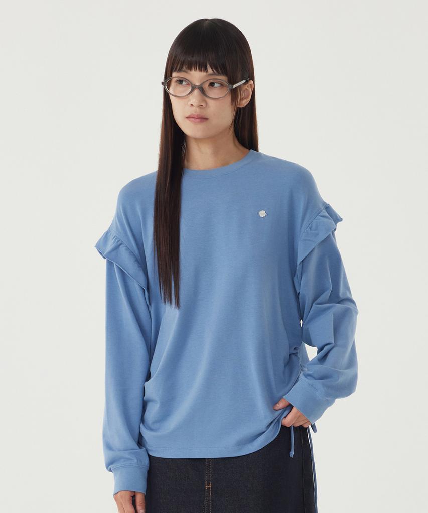 COVERNAT WOMAN Shirred Sweatshirt Dusty Blue