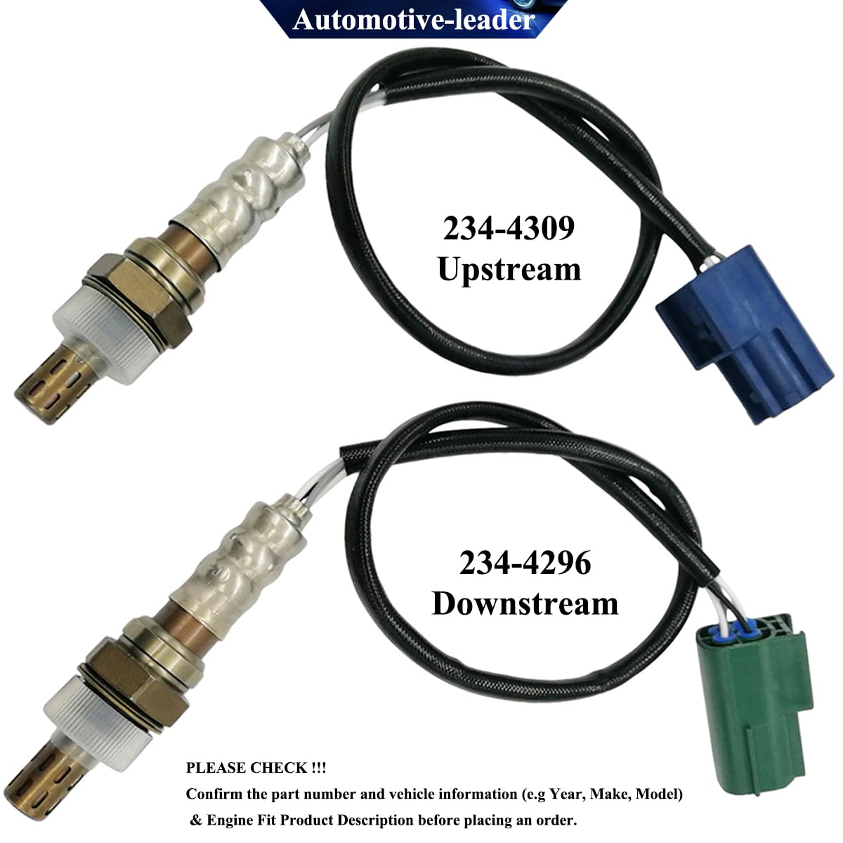 2Pcs 234-4296 234-4309 Upstream Oxygen Sensor Downstream O2 Sensor Replacement for 2002 2003 Nissan Altima Maxima Sentra 2002-2004 Infiniti I35 13675