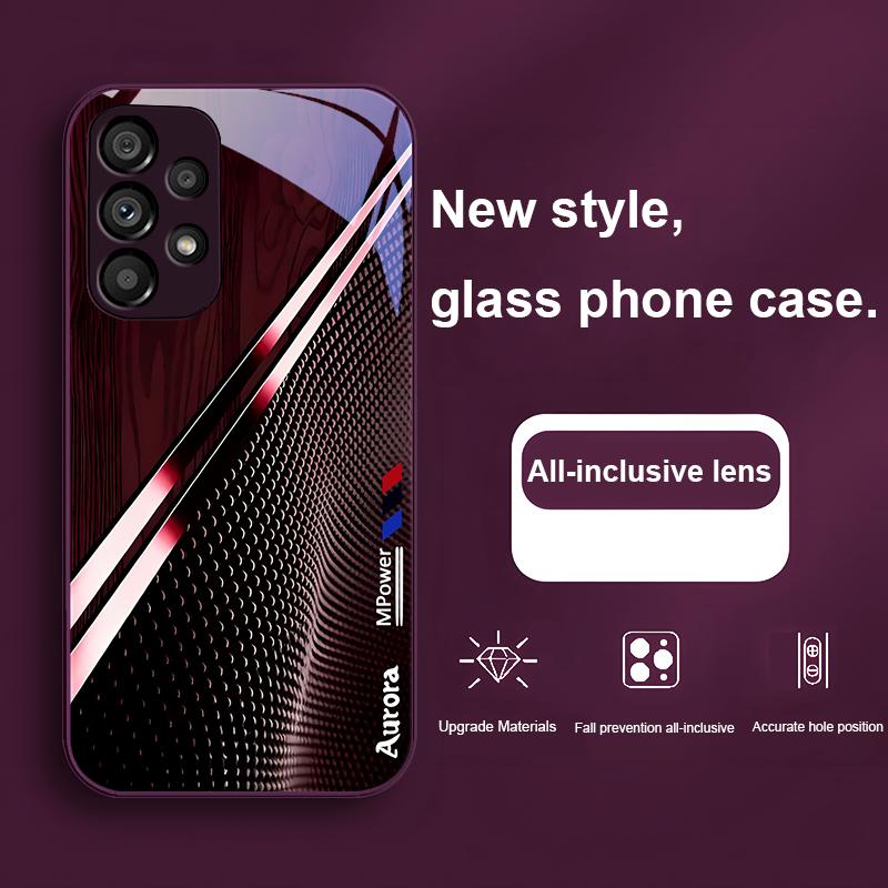 Gradient Wood Grain For Samsung Galaxy Note 10 Plus S20 S21 FE S23 Ultra S8 9 A70 72 73 50 51 52 53 Tempered Glass Phone Case