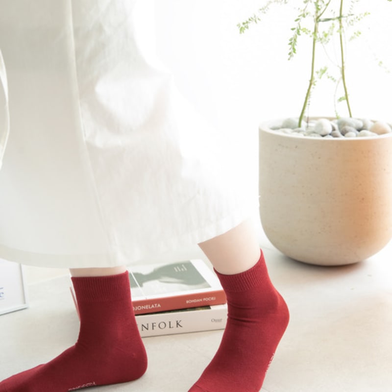 SNOOZY Baumwolle Mittelhohe Socken - Burgunderrot