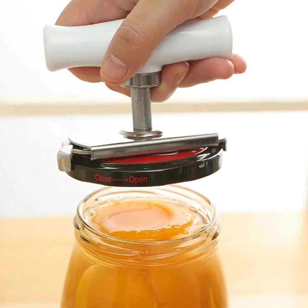 Adjustable Stainless Rotating Handle Bottle Cap Opener Jar Can Lid Remover Kitchen Supplies
