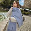 Womens Wool Blend Scarf Winter Warm Shawl Soft Solid Color Knit Wrap With Fringe Korean Style