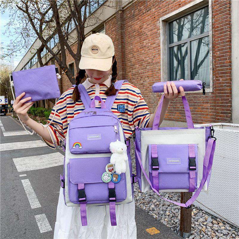 Large Capacity Korean Style Backpack for Girls - Forest Design, Perfect for Elementary and Junior High School Students