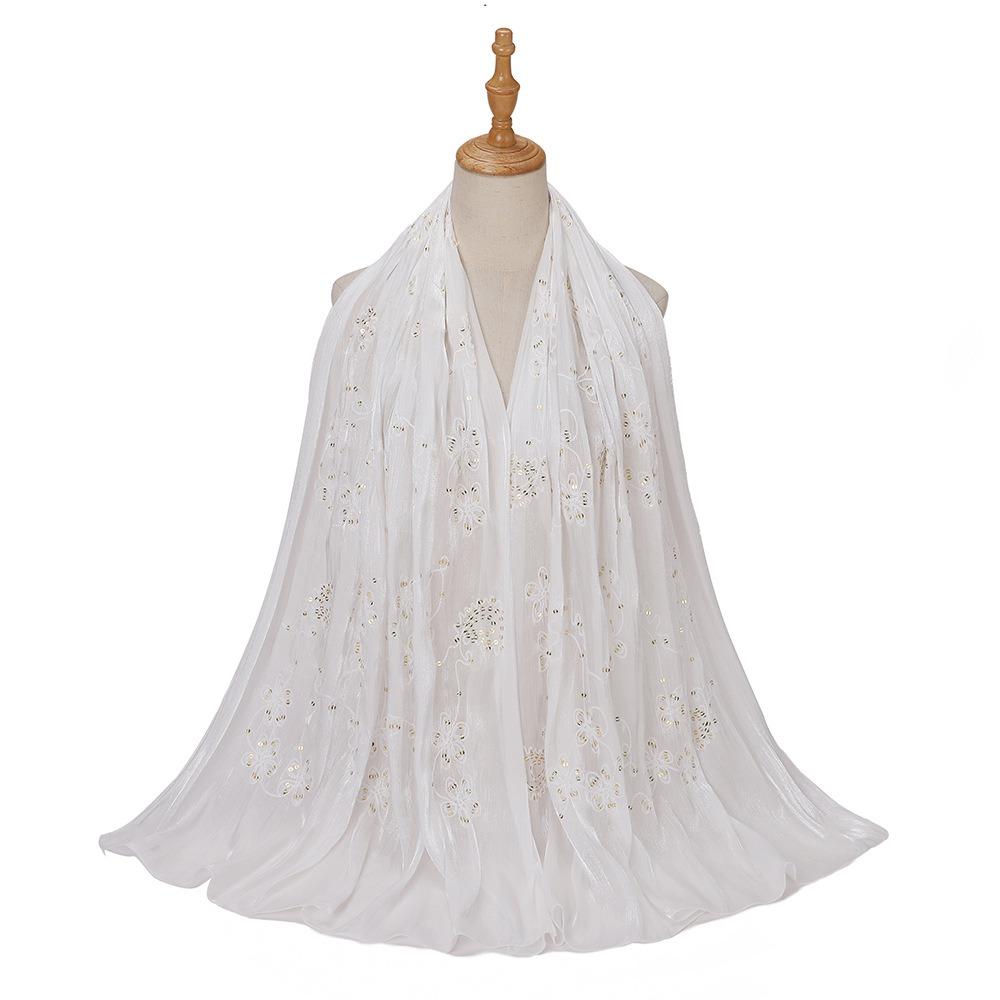 Shimmer Glitter Glitter Chiffon Shawl Elegant Pleated Glitter Shawl Flowy Hijab Shawl  for Women