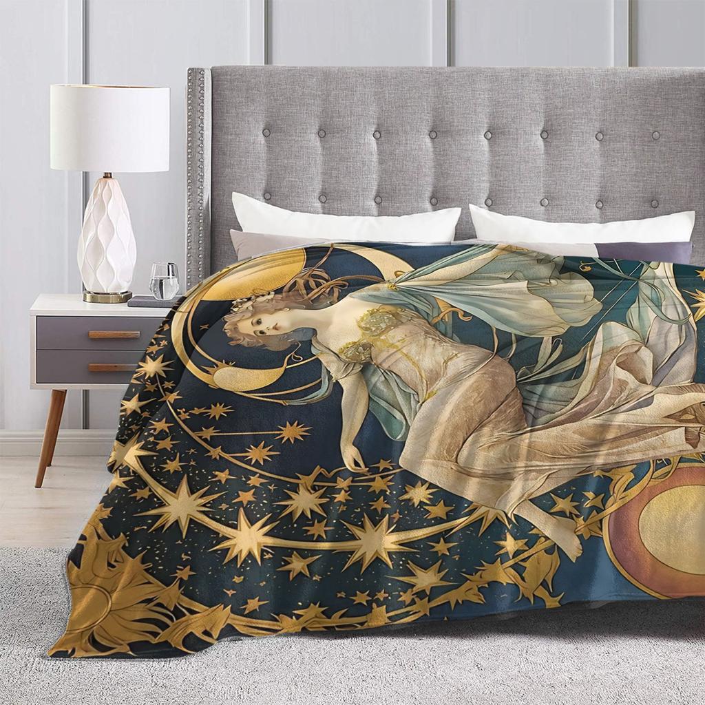 Language of Flowers Alphonse Mucha Flannel Blanket Winter Soft Warm Bedding Throws Couch Bed Novelty Bedspread Sofa Bed Cover