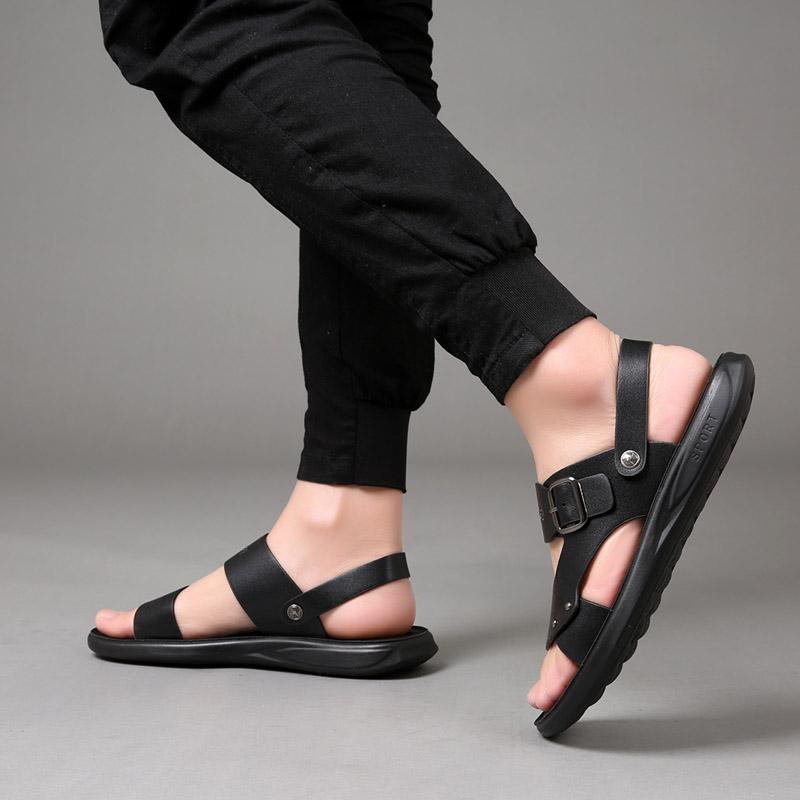 Summer Outdoor Black Leather Casual Sports Sandals Men Roman Trekking Beach Sandalias Male Breathable Design Water Sneakers
