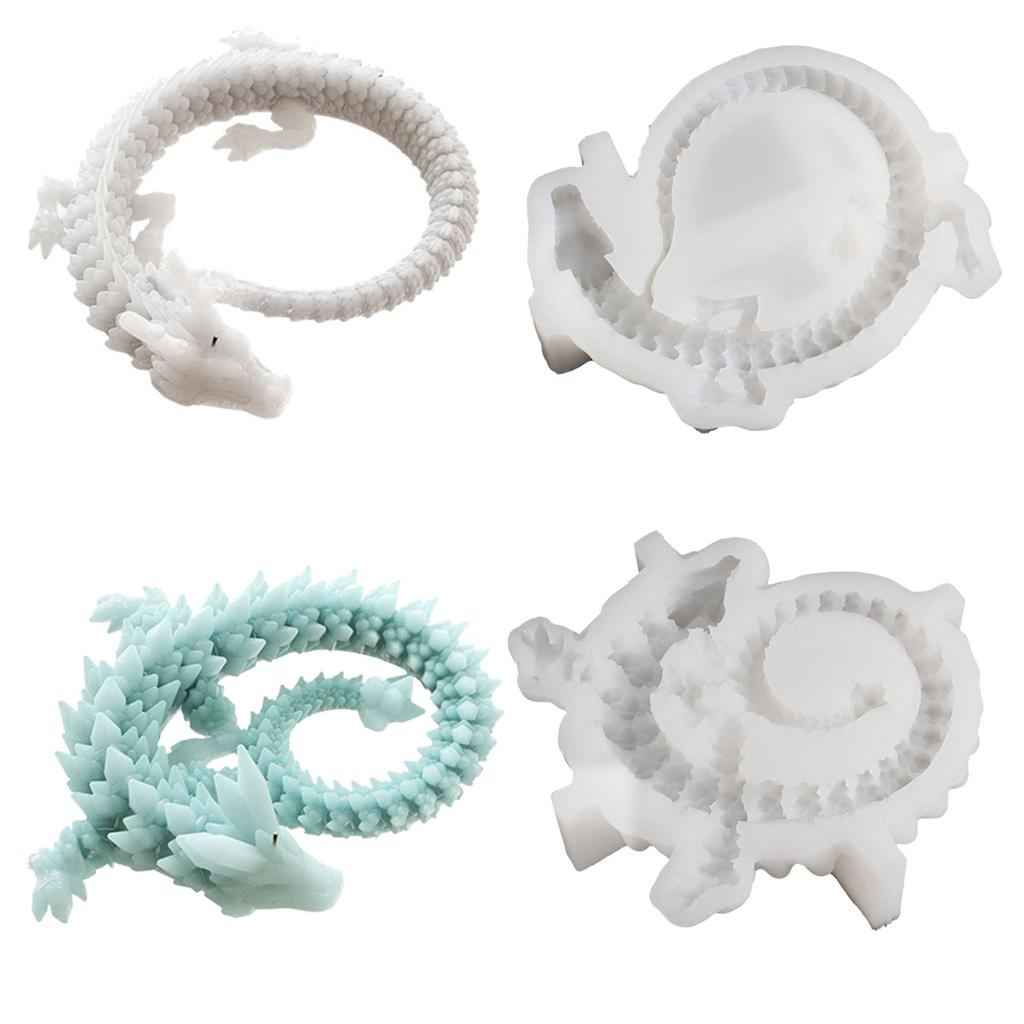 Silicone Dragon Crystal Mold Realistic Dragon Figurines Crafting Mould Animal Theme Epoxy Resin Molds for DIY Crafts