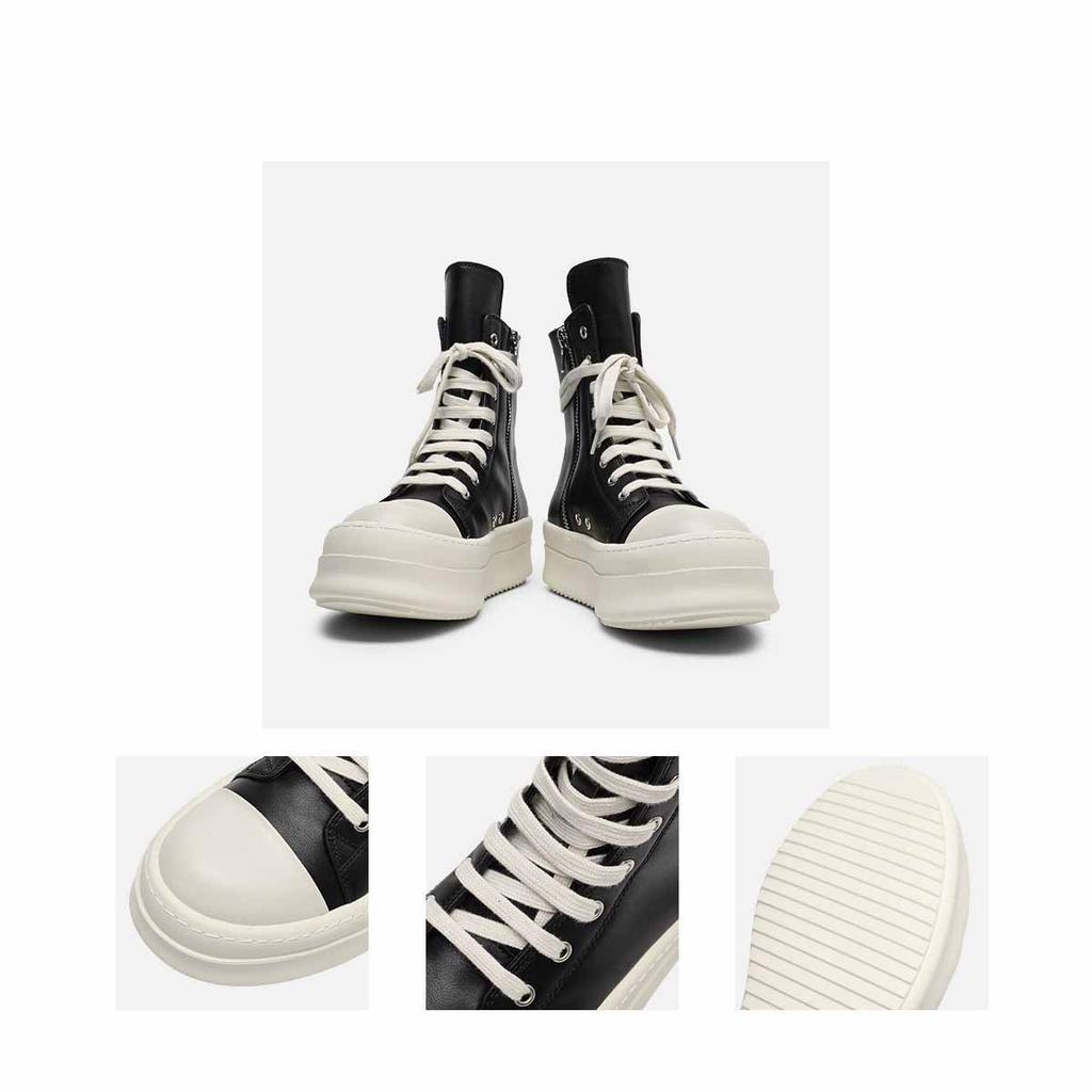 Thick-Soled Heightening Black And White High-Top Board Shoes Men'S And Women'S Couple Boots Side Zipper Tooling Boots Spring Senior Martin Boots