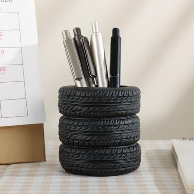 Tire-Shaped Pen Holder Multifunctional Desk Storage Ornament Unique Desktop Organizer Gift