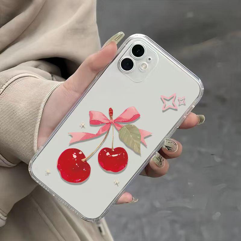 Cute Cherry Soft Shell Phone Case for iPhone 17 Pro Max/16/15 Pro/17 Air/13