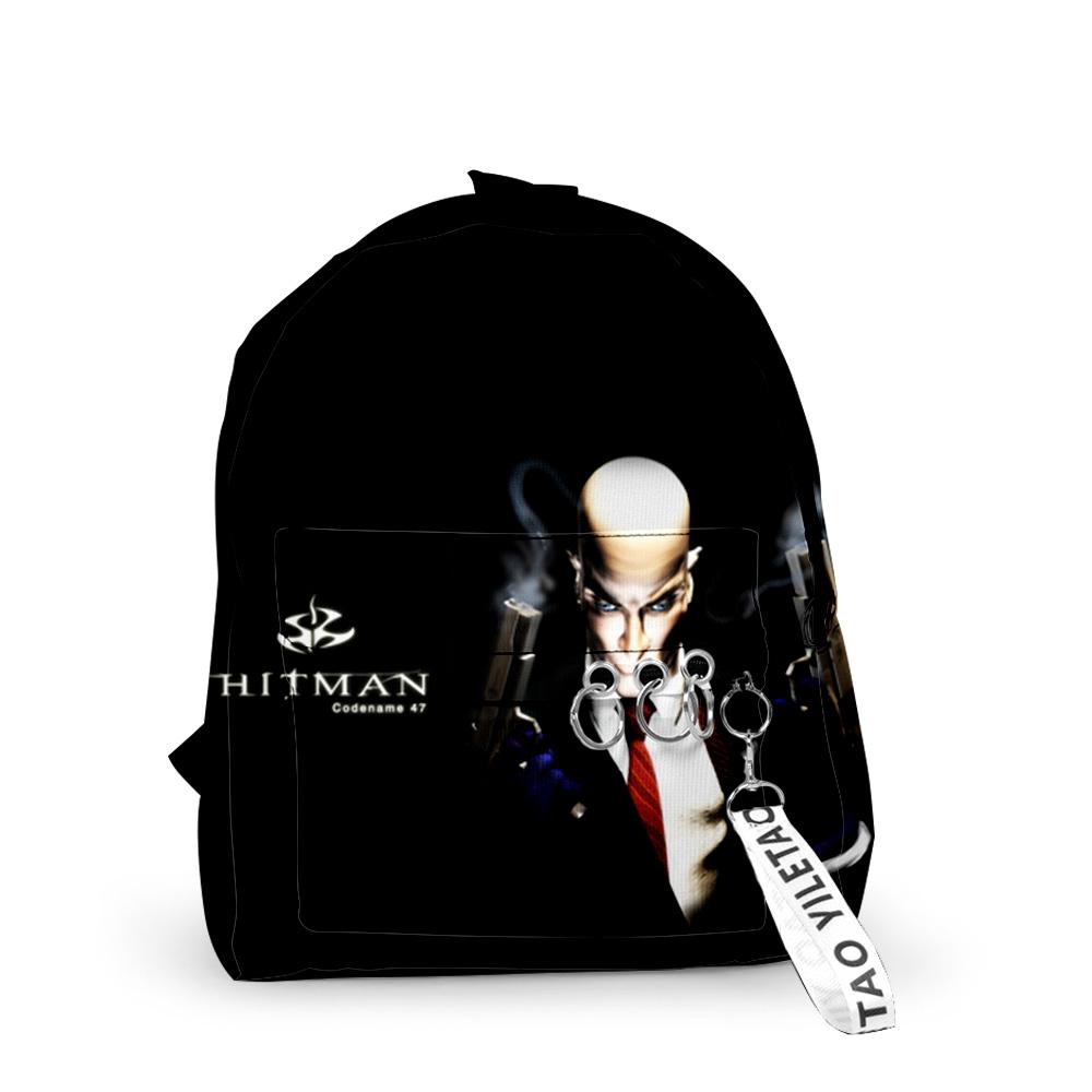 Cartoon Youthful Game Hitman School Bags Notebook Backpacks Boys/Girls 3D Print Oxford Waterproof Key Chain Small Travel Bags