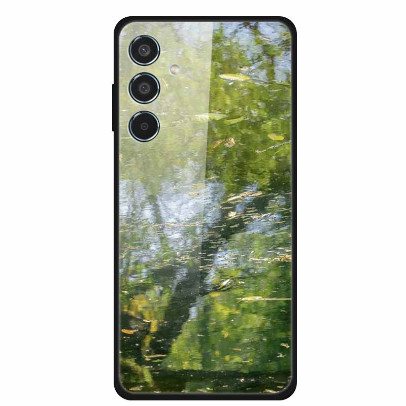 Glass Cellphone Case For Samsung Galaxy M35 Hard Plastic Back Cover For Samsung M 35 Flowers Painted Cases Fundas Shell Shield