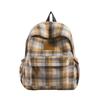 Schoolbag retro plaid backpack college student casual backpack women's plaid backpack student schoolbag large capacity backpack