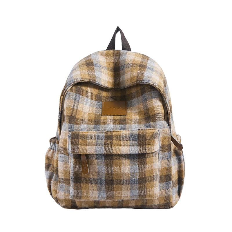 Schoolbag retro plaid backpack college student casual backpack women's plaid backpack student schoolbag large capacity backpack