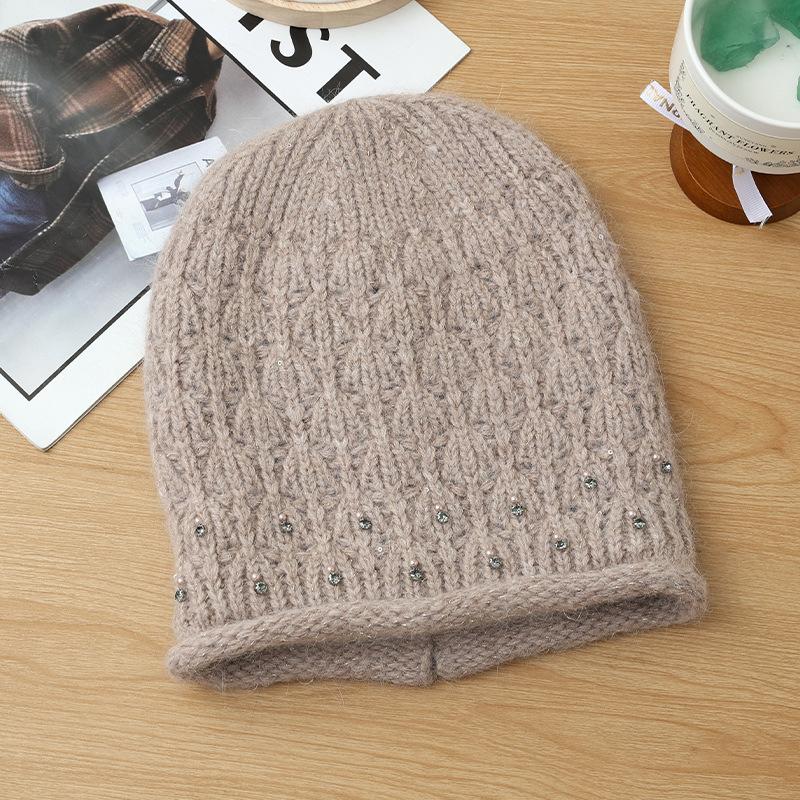 Women's Autumn and Winter New Rabbit Fur Stacking Hat Casual Velvet Windproof Warm Hat Knitted Wool Hat