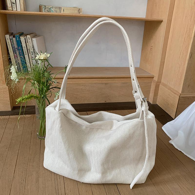 Lazy Style Large Capacity Canvas Tote Bag New College Student Class Bag Commuting Shoulder Crossbody Bag for Women