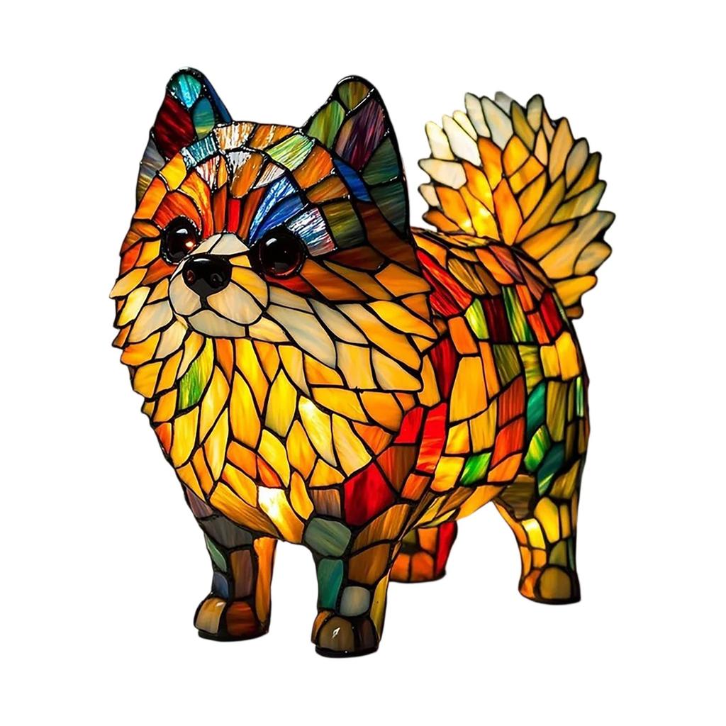 Luz Noturna de Arte Série Cães, Lâmpada Francesa, Lâmpada Corgi, Luz Noturna de Mesa de Resina Manchada, LED Mesa de Animal de Estimação Fofo, Decoração de Casa Animal Vintage