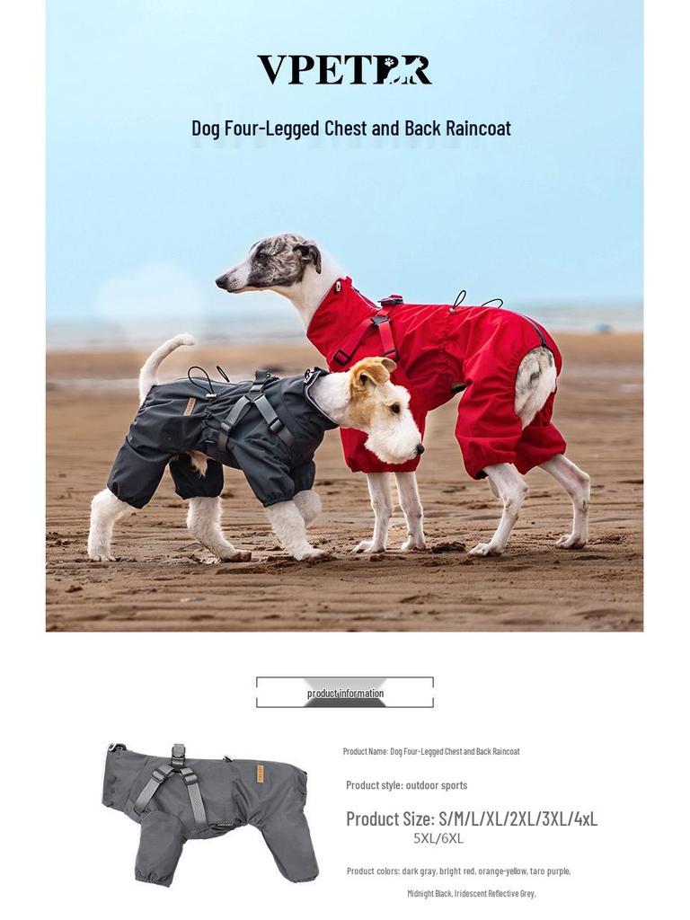 Medium & Small Dog Raincoat with Leash Hole - Waterproof & Reflective Puppy Jacket