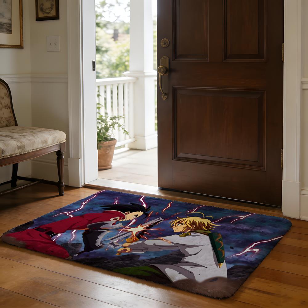 The SSeven DDeadly Sins Anime Floor Mat Soft Flannel Absorbent Mat Non-Slip Rug Home Bedroom Bathroom