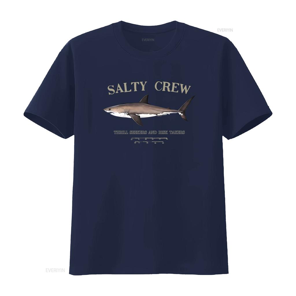 Salty Crew Thrill Seeker und Risikoträger Haifischdruck Herren T-Shirt Schwarz vintage Gewaschen Stilvoll Weich Vielseitig grafisch