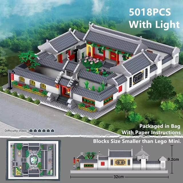 Chinese Architecture Micro Building Blocks Model Tower West Lake Trees Diy Diamond Bricks With Light Toys For Kids Adults Gift
