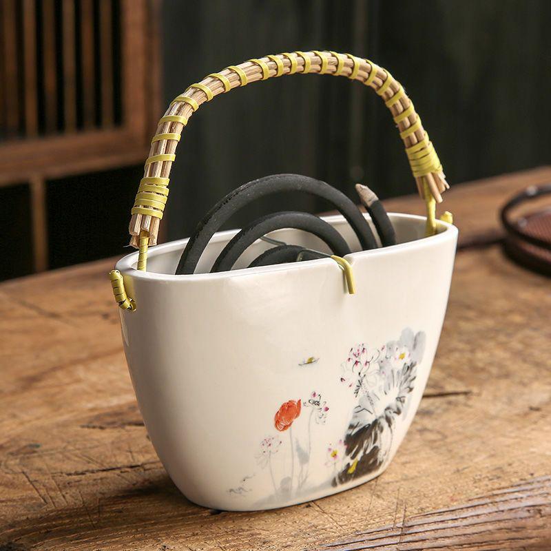1PC Wisteria Lotus Ceramic Incense Burner Ceramic Sandalwood Incense Burner Coil Incense Dish S/L