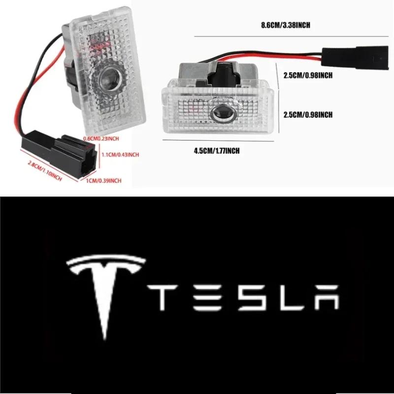 Car Sticker Tesla Tesla 2Pcs Car Door Projector Welcome Lights Accessories For Tesla Model 3 S X Y Cybertruck Roadster SpaceX Ca