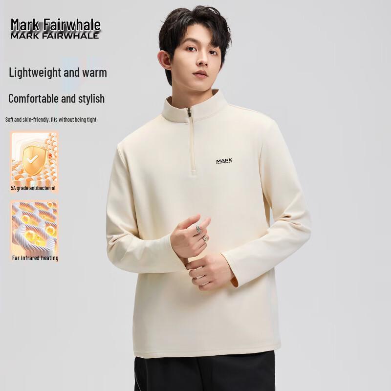 Mark Fairwhale Men's Half-Zip Stand Collar Fleece-Lined Thermal Long-Sleeve T-Shirt