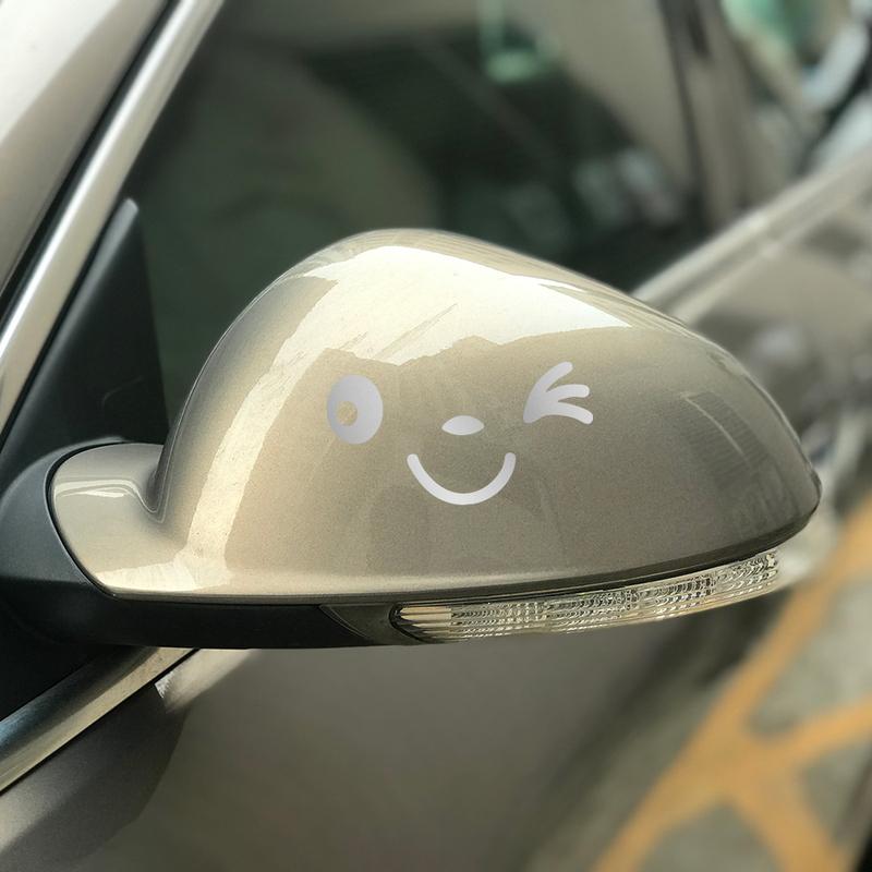 Car Reviewer Mirror Vinyl Stickers for BMW Ford Nissan Kia Jeep Lada Toyota Auto Cute Smile Graphics Decals Tuning Accessories