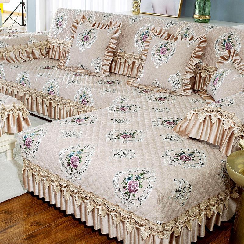 Žinylkový žakárový podložka na pohovku Módní Retro Lehký Luxus Krajka Sedák Pohodlný Měkký Domácí Obývací Pokoj Dekorace Potah na Gauč