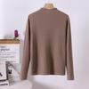 Women's Solid Color Half-High Neck Wool Knit Sweater - Autumn/Winter Short Thick Pullover Base Layer Knitwear