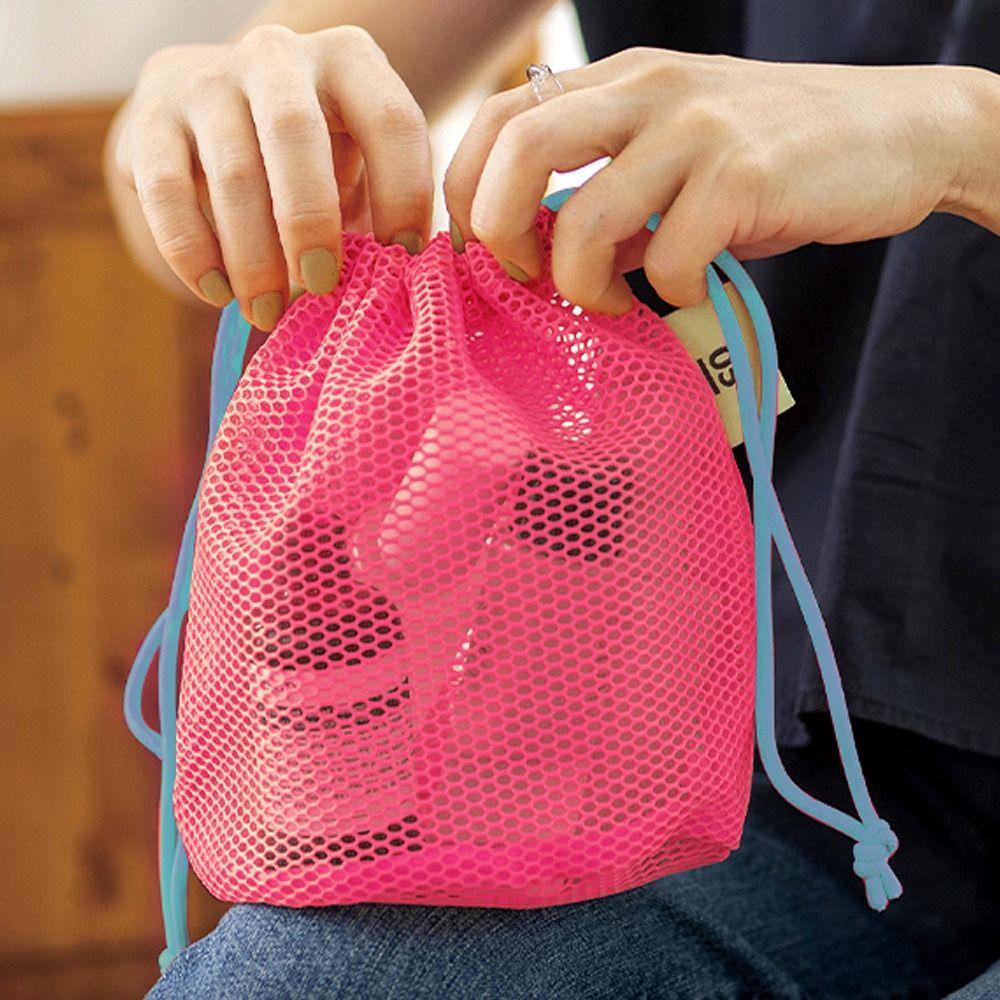 Reusable Mesh Drawstring Bag Ultra Light Travel Toiletry Bag Makeup Storage Bag Cosmetic Pouch