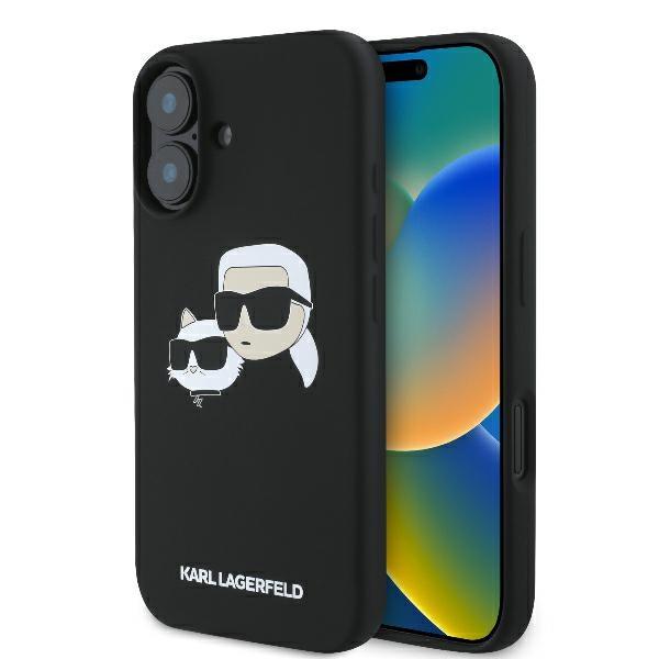 Karl Lagerfeld KLHMP16SSKCHPPLK iPhone 16 6.1" Black/black Hardcase Silicone Double Heads Print MagSafe