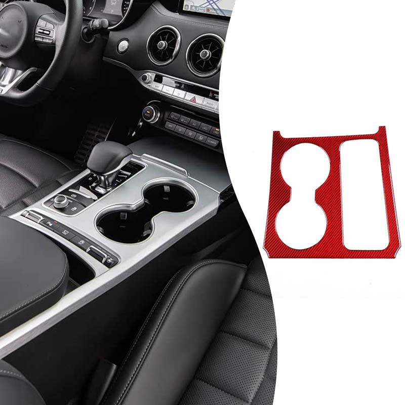 Soft Carbon Fiber Car Center Console Water Cup Panel Frame For Kia Stinger 2019-2023 Trim Sticker Decoration Accessories