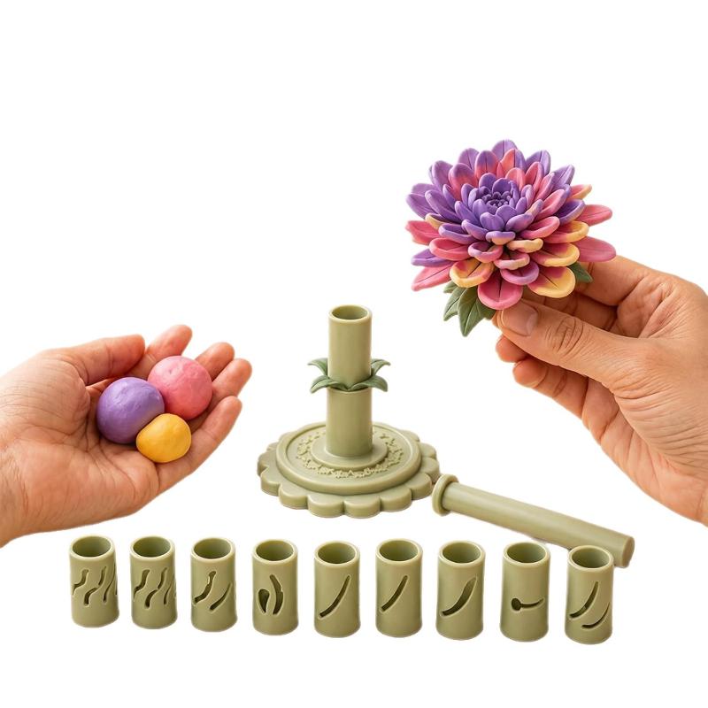 Polymer Clay Flower Making Tool Set 9 Modular Shaping Sleeves Creative Clay Craft Kit Gift for DIY Craft Enthusiasts Kids