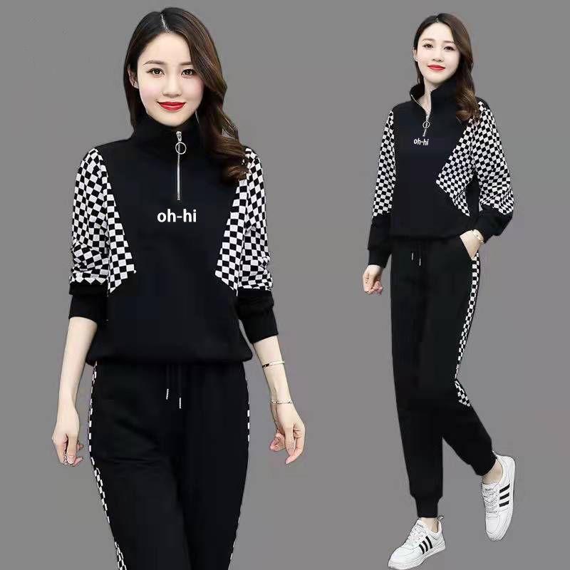 Fashionable and Elegant Temperament Suit Spring and Autumn Women's Sweatshirt Loose Age-reducing Leggings Sports Two-piece Set