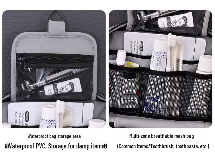 Luxus-Kulturtasche für Herren, Wasserdicht, Nass-/Trockentrennung, Ideal für Reisen, Großes Fassungsvermögen, Tragbar, Aufbewahrung für Make-up & Pflege