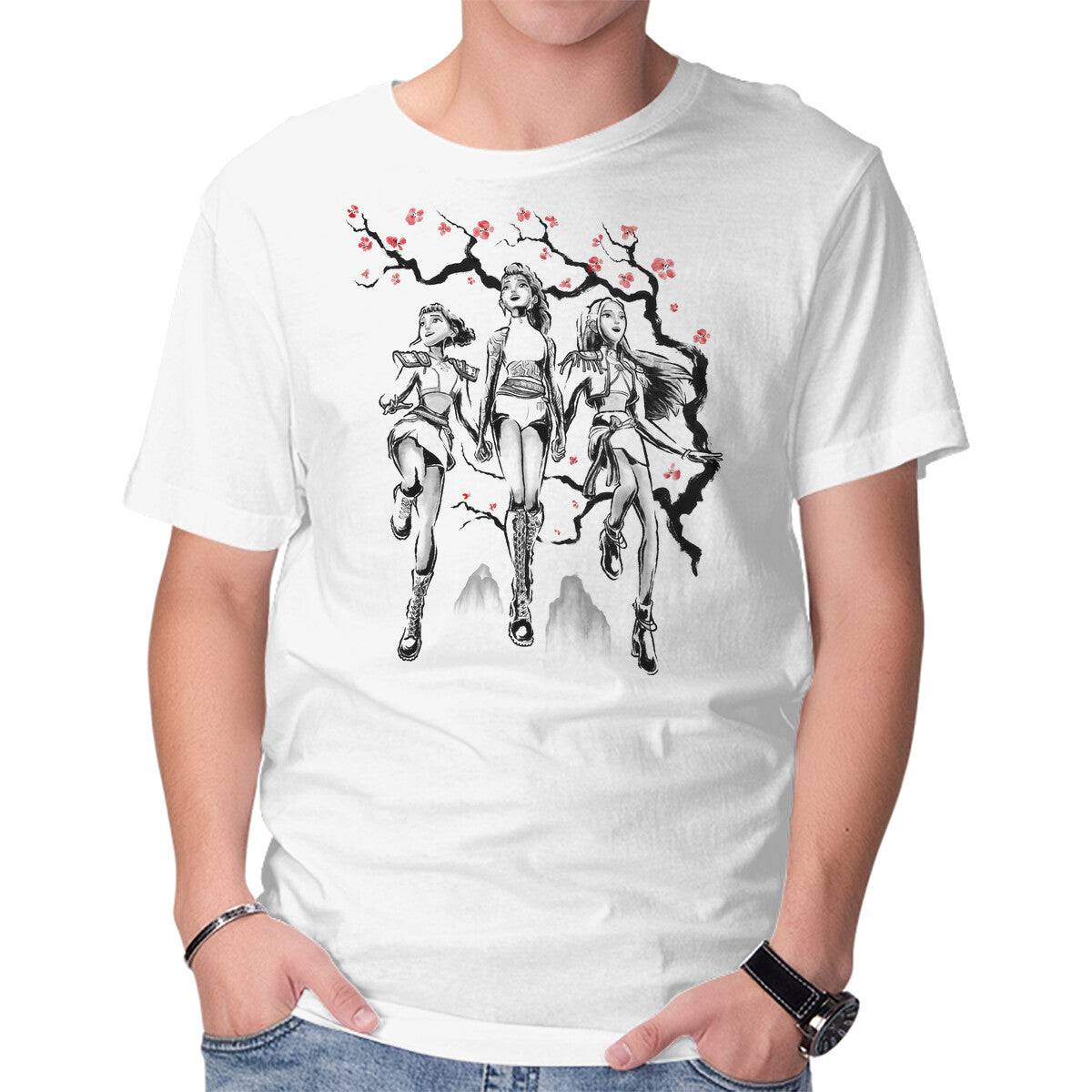Unisex Crew Neck T-Shirt Huntrix Harmony Sumi-E Graphic Short Sleeve Casual Tee XL