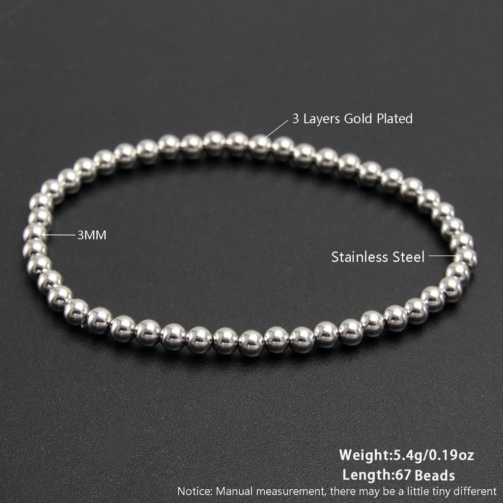 Steel Bead and Pearl Bracelet, 304 Stainless Steel Elastic String Bracelet