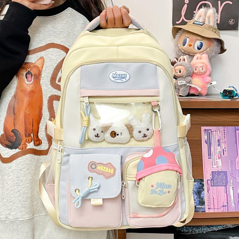 Junior High School Girls Lightweight Primary School Schoolbag Grade 3 to Grade 6 Girls Large Capacity Burden Alleviation Backpack Cartoon Backpack