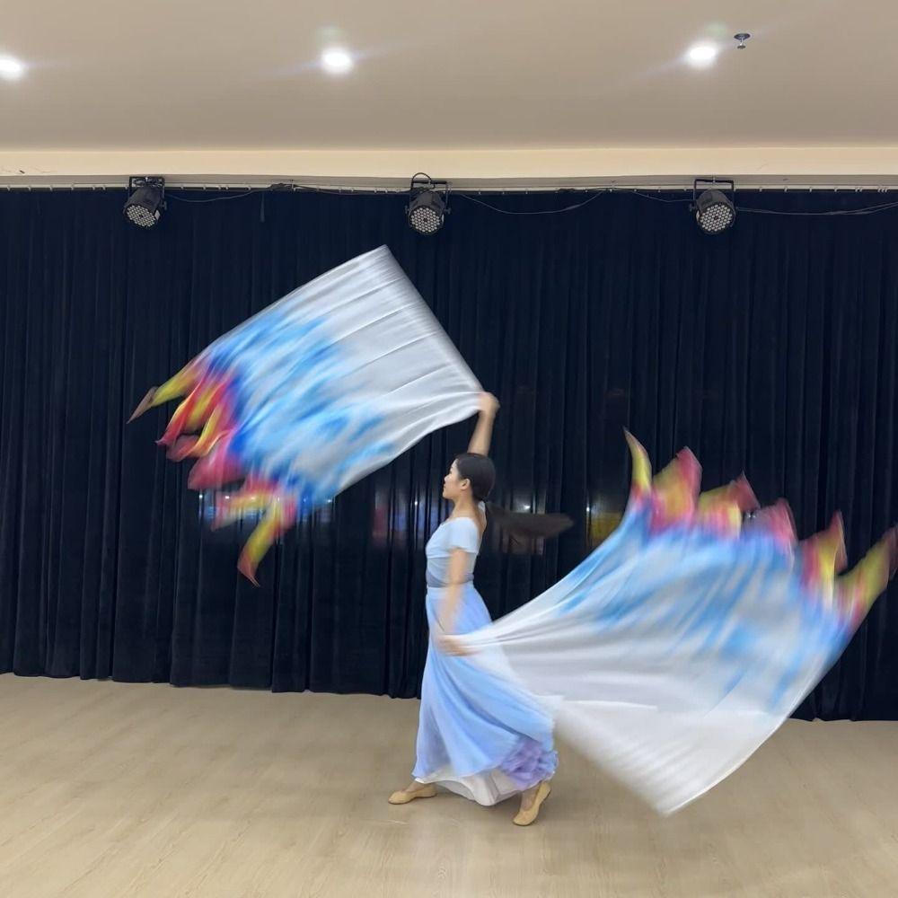 Multicolor Rectangle Flags with Telescopic Sticks Colorful Scarves Flag  Dance Performance