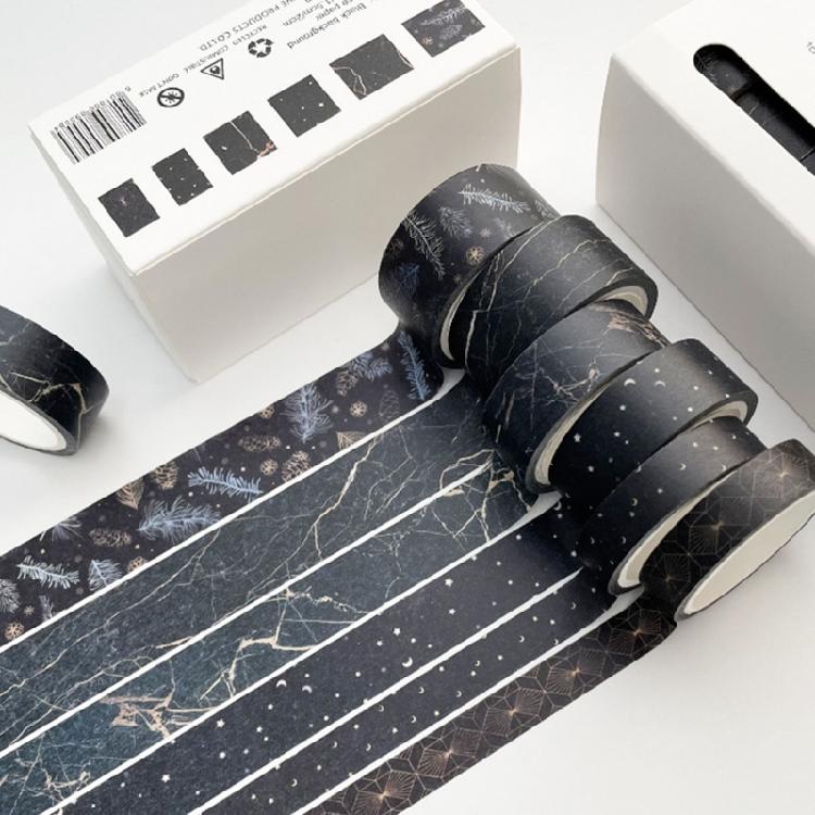 6Rolls Aesthetic Decorative Tape 5Meter Per Roll Adhesive Masking Tape for Journal Notebook Scrapbooking Photo Album